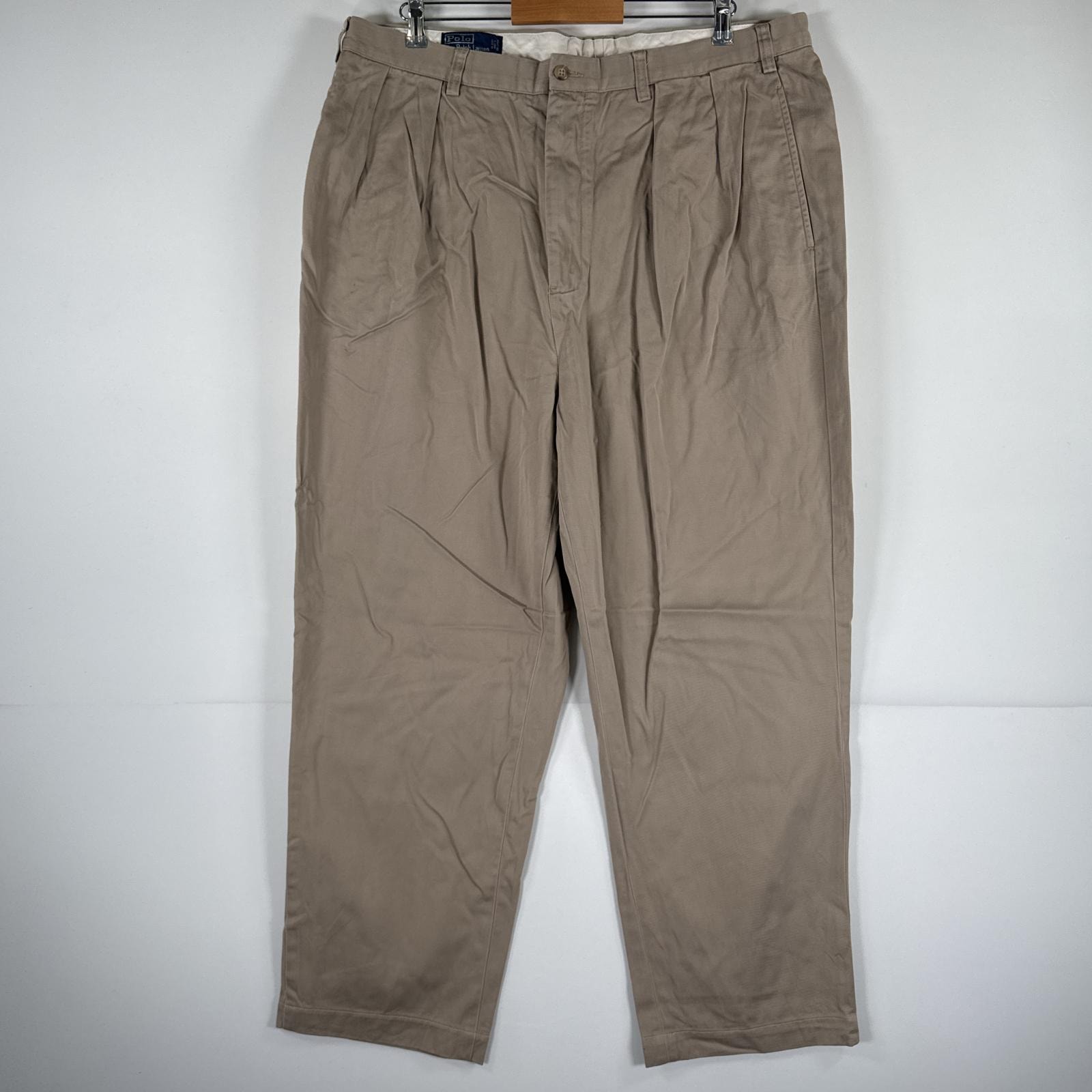 古着 ポロバイラルフローレン Polo by Ralph Lauren チノパンツ チノパン ワンポイント スラックス 大きいサイズ w42T L36  ベージュ メンズ