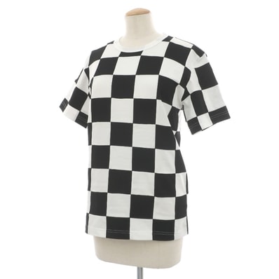 【中古】コムデギャルソン コムデギャルソン COMME des GARCONS COMME des GARCONS 2025年春夏 パッチワーク ブロックチェック クルーネック 半袖Tシャツ ホワイトxブラック【サイズS】【レディース】