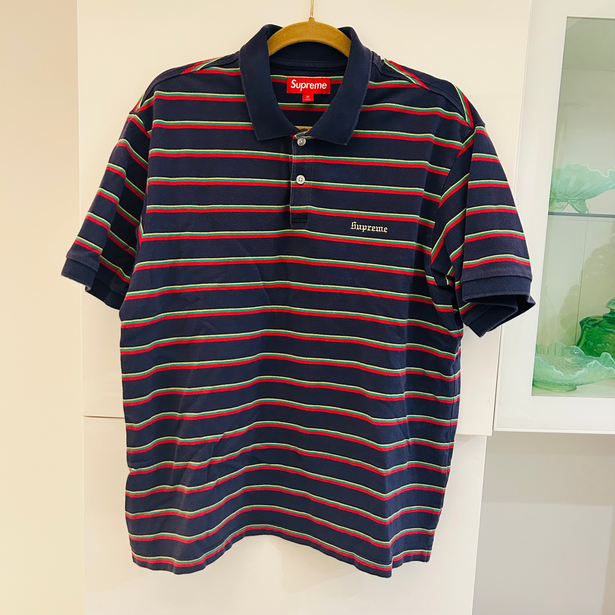 Supreme Washed Stripe Polo "Navy"