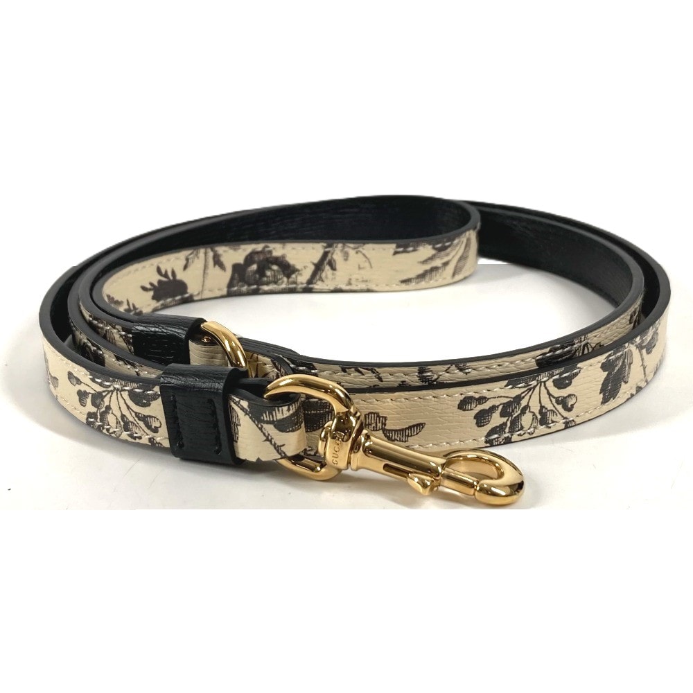 グッチ GUCCI エクストラ スモール ペット リード 692955 ハーバリウム ペット 犬 ドッグ DOG リード レザー ブラック 未使用