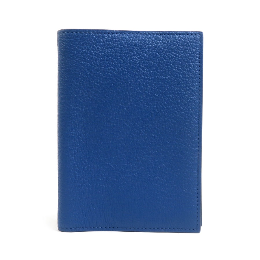エルメス HERMES 手帳カバー レザー ブルー シルバー ユニセックス【中古】 e60979a