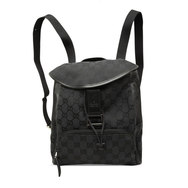 グッチ GGキャンバス リュック バックパック 019 0352 ブラック キャンバス レザー レディース GUCCI 【中古】