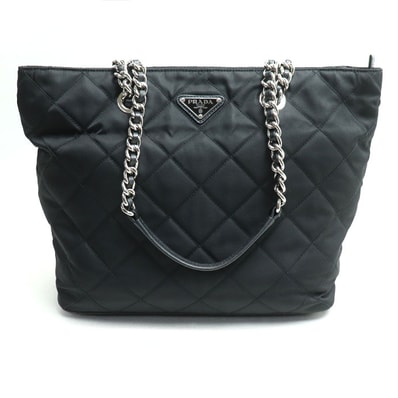 PRADA プラダ キルティング チェーントート トートバッグ ブラック 1BG017 レディース【中古】