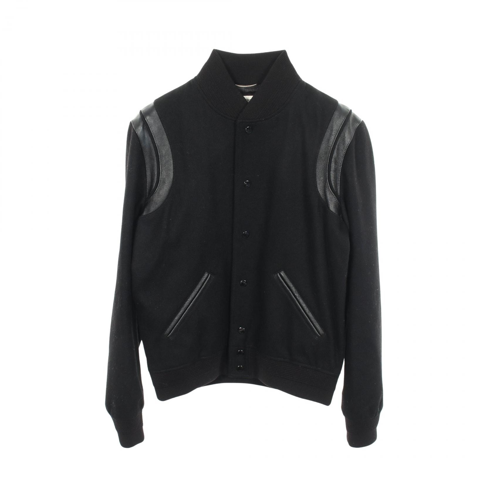 サンローランパリ SAINT LAURENT PARIS TEDDY テディジャケット スタジャン 衣料品 アウター ウール レザー メンズ ブラック系 354718 【中古】