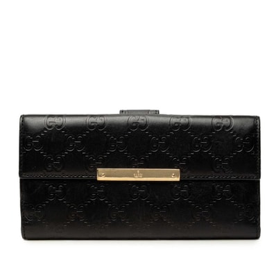 グッチ グッチシマ コンチネンタルウォレット 長財布 112715 ブラック レザー レディース GUCCI 中古