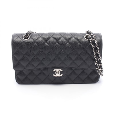 シャネル CHANEL マトラッセ Wフラップ ショルダーバッグ バッグ キャビアスキン(グレインドカーフ) レディース ブラック系 【中古】