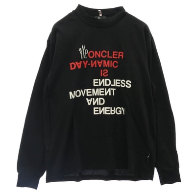MONCLER モンクレール カットソー 22AW H20978D00002 83927 GRENOBLE グルノーブル ロングスリーブ プリント 長袖 TEE Tシャツ カットソー ブラック系 S【中古】