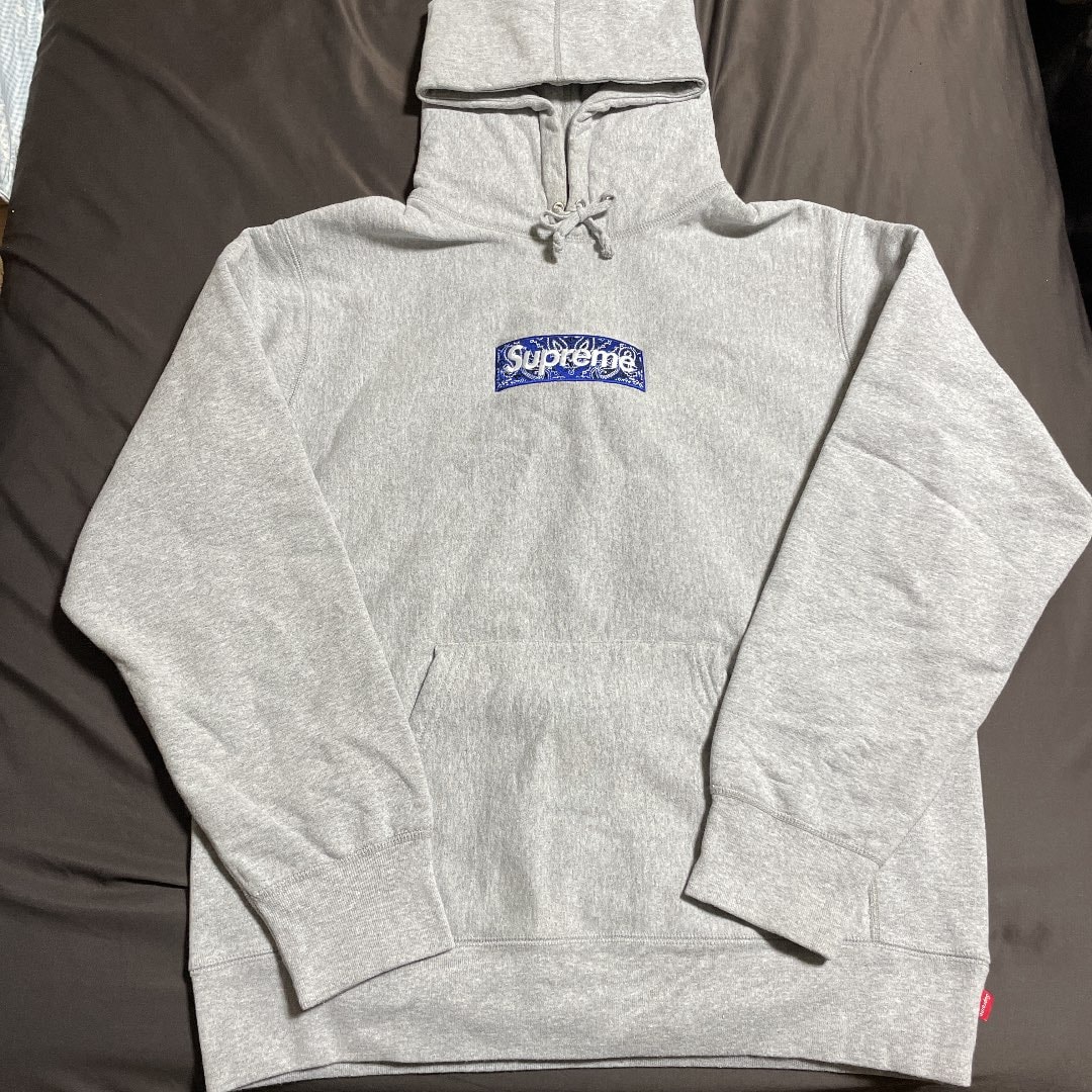 Supreme Bandana Box Logo Hooded Sweatshirt "Grey"