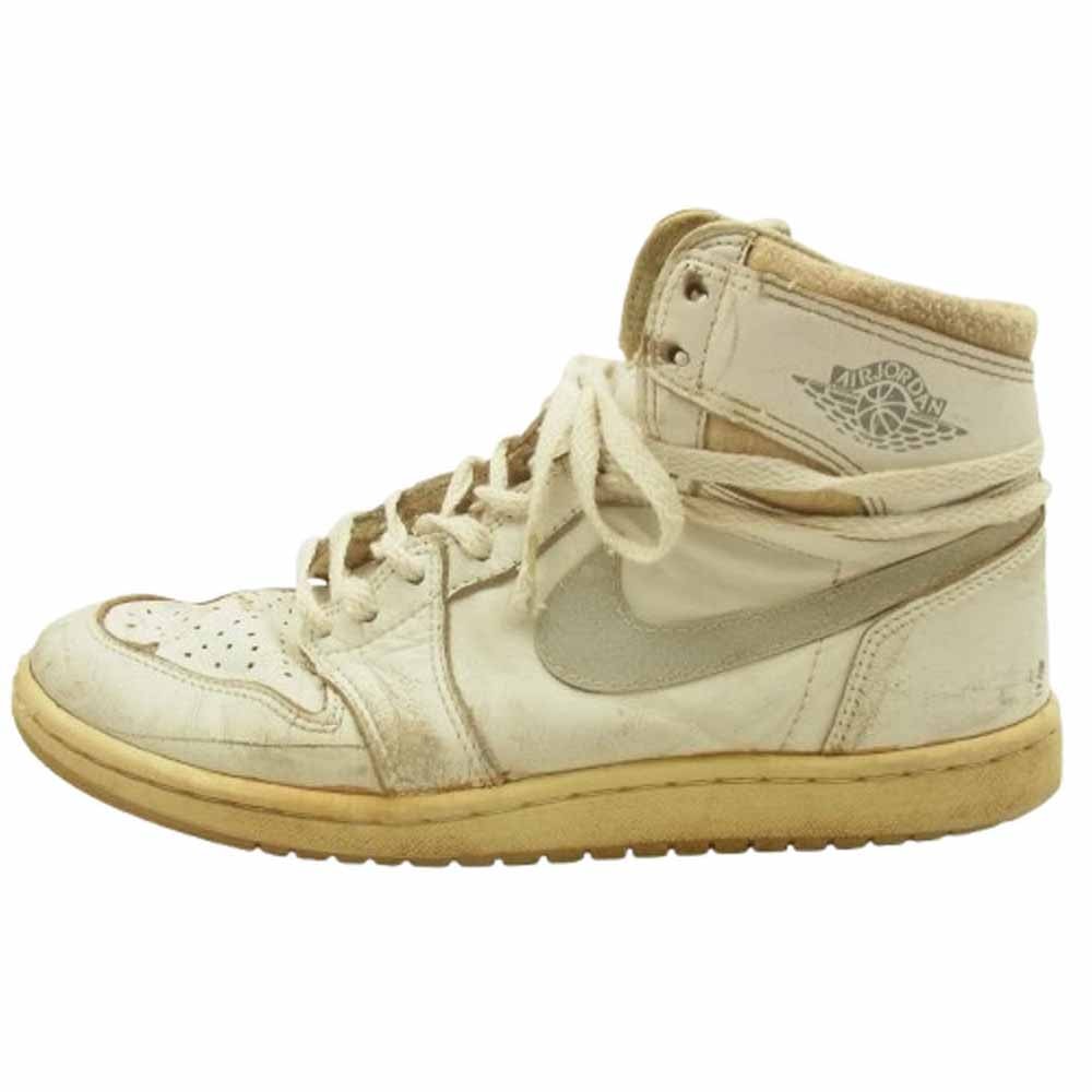 NIKE ナイキ スニーカー 【観賞用】85年製 オリジナル AIR JORDAN1 エアジョーダン 1 ハイカット スニーカー WHITE × GREY ホワイト系 25.5cm程度【中古】