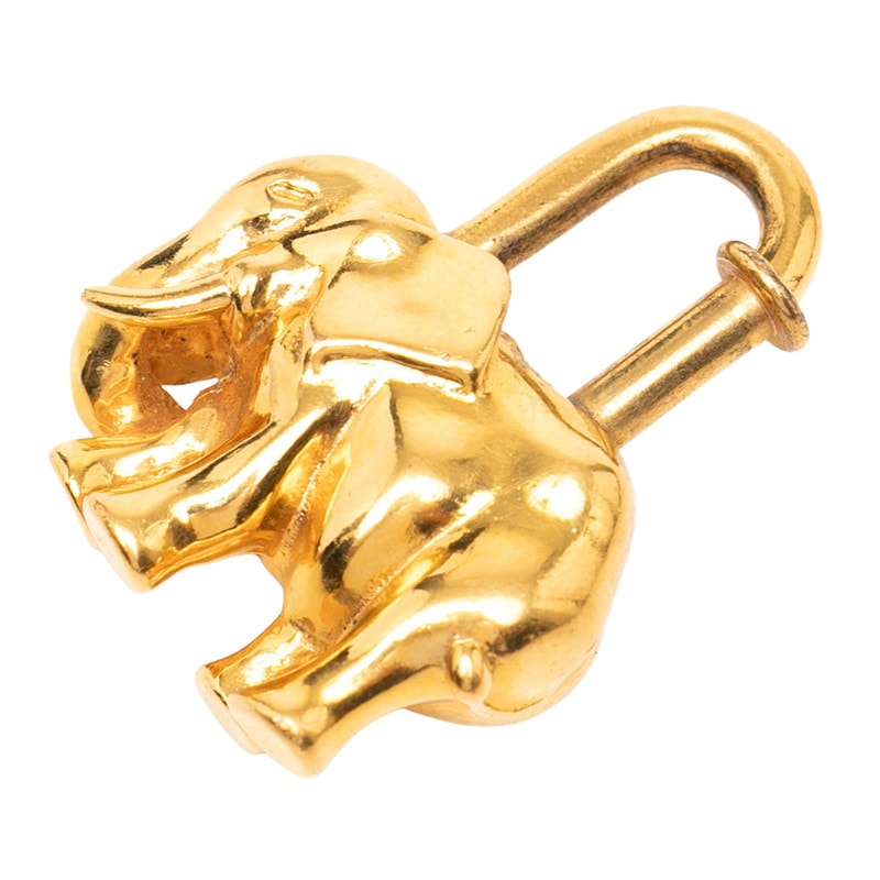 中古 HERMES エルメス カデナ エレファント ゴールド GP(金メッキ) C (やや傷や汚れあり)】エルメス エレファントモチーフ チャーム