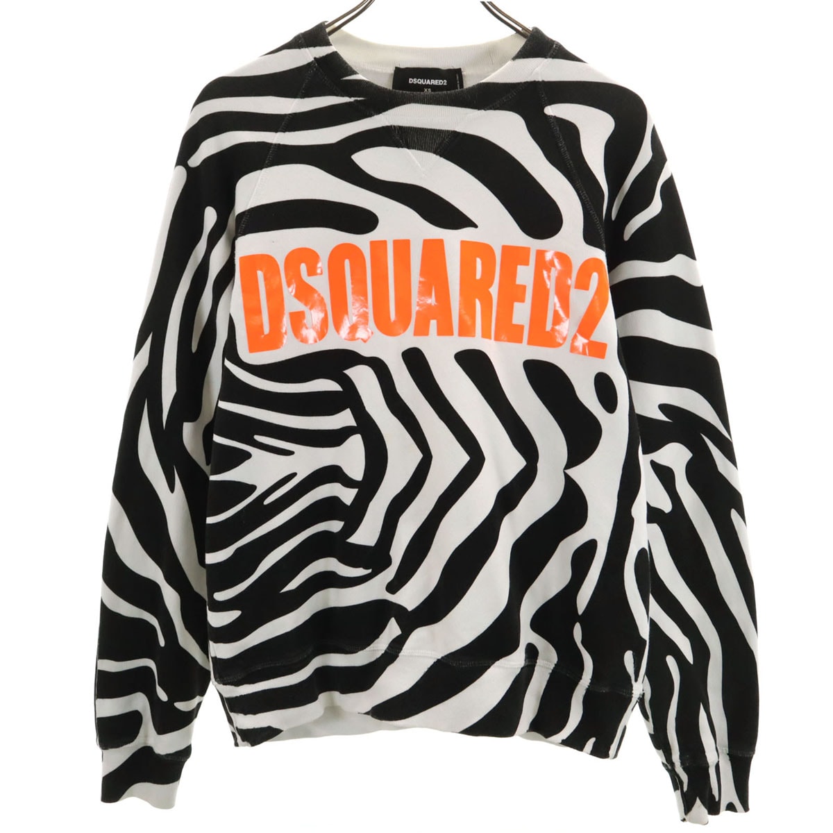 DSQUARED2 ディースクエアード イタリア製 ゼブラ柄 長袖 スウェット トレーナー XS ホワイト