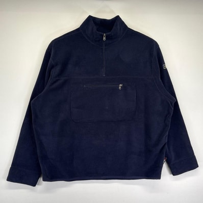 古着 ポロスポーツ POLO SPORTS フリースジャケット 大きいサイズ ハーフジップ プルオーバー ワンポイントロゴ 2XL ネイビー メンズ
