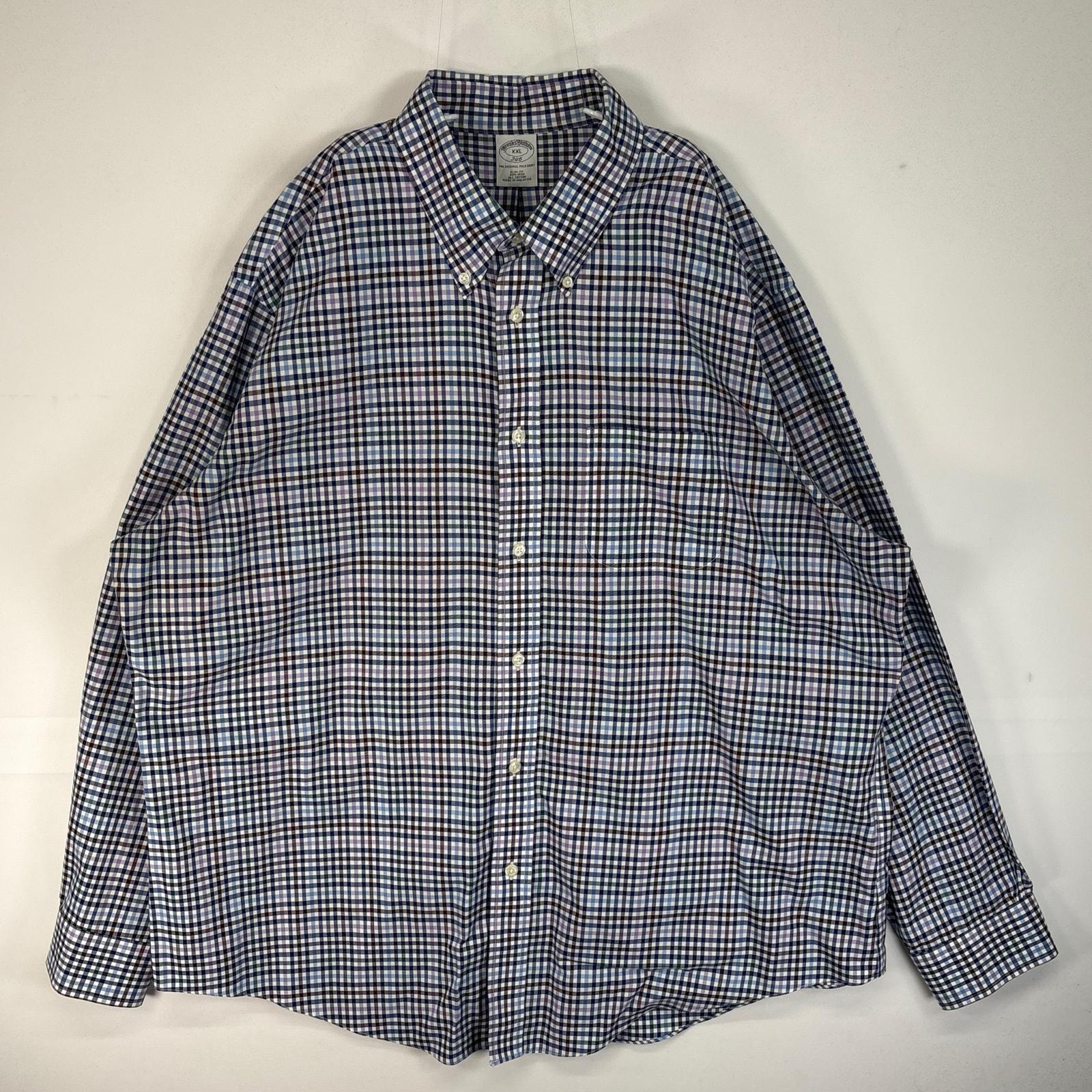 古着 ブルックスブラザーズ Brooks Brothers 長袖シャツ チェック 胸ポケ 346 SLIM FIT 2XL ブルー系 マルチカラー メンズ