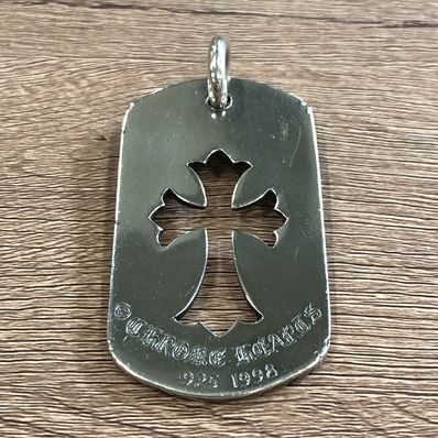 Chrome Hearts Tiny CH Cross Cut Out Large Dog Tag "Silver"