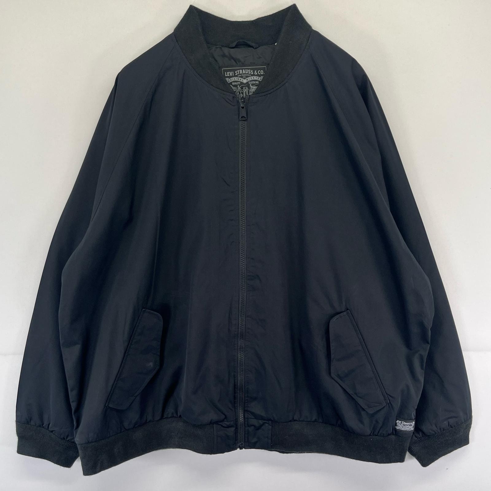 古着 リーバイス Levi's ジャケット ブルゾン 大きいサイズ フルジップ ワンポイントロゴ 2XL  ブラック系 メンズ