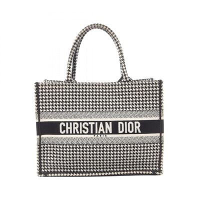 ディオール Dior BOOK TOTE ブックトート ミディアム 千鳥格子 トートバッグ バッグ キャンバス レディース ブラック系 / アイボリー系 【中古】