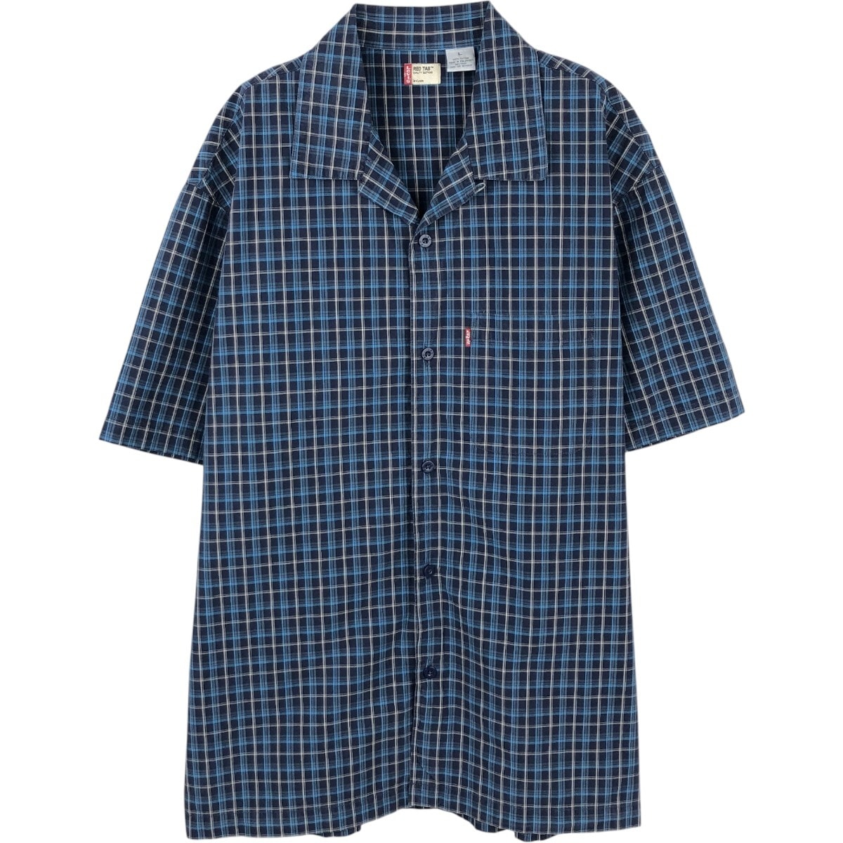 古着 リーバイス Levi's RED TAB チェック柄 半袖 オープンカラー コットンシャツ ボックスシャツ メンズL相当/eaa665282