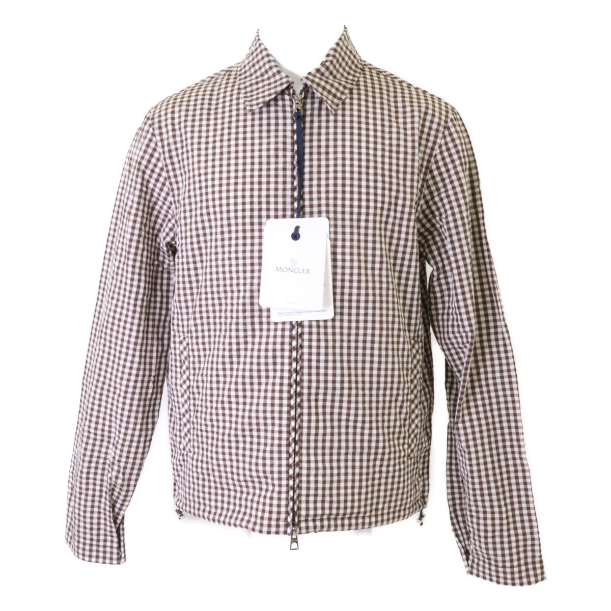 モンクレール 新品同様 25年製 CAMICIA ギンガムチェック ジップアップ シャツジャケット S