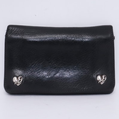 Chrome Hearts 1Zip Heart Button Leather Wallet "Black"
