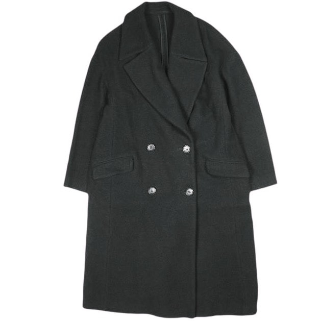 Demi-Luxe BEAMS デミルクス ビームス 日本製 ウールダブルブレストチェスターコート 68-19-0121-126 38 ブラック ドロップショルダー 定価62,700円 アウター g25957