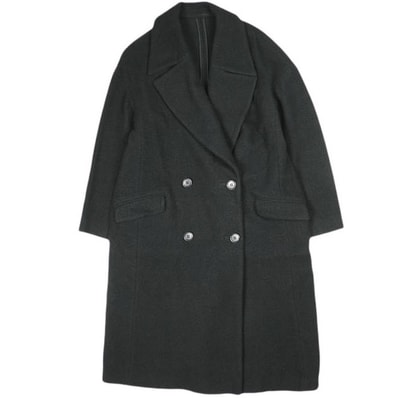 Demi-Luxe BEAMS デミルクス ビームス 日本製 ウールダブルブレストチェスターコート 68-19-0121-126 38 ブラック ドロップショルダー 定価62,700円 アウター g25957