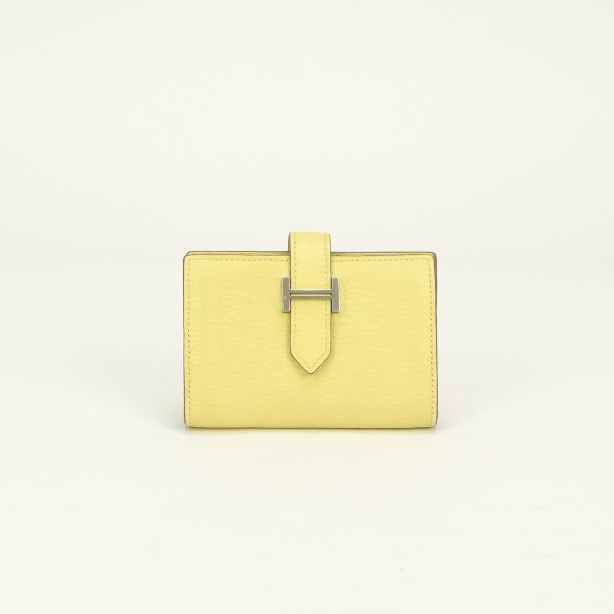エルメス HERMES ベアンミニ カードケース カード入れ パスケース シェブルミゾル リモンチェッロ Limoncello イエロー Yellow 黄 シルバー金具 コインケース 小銭入れ