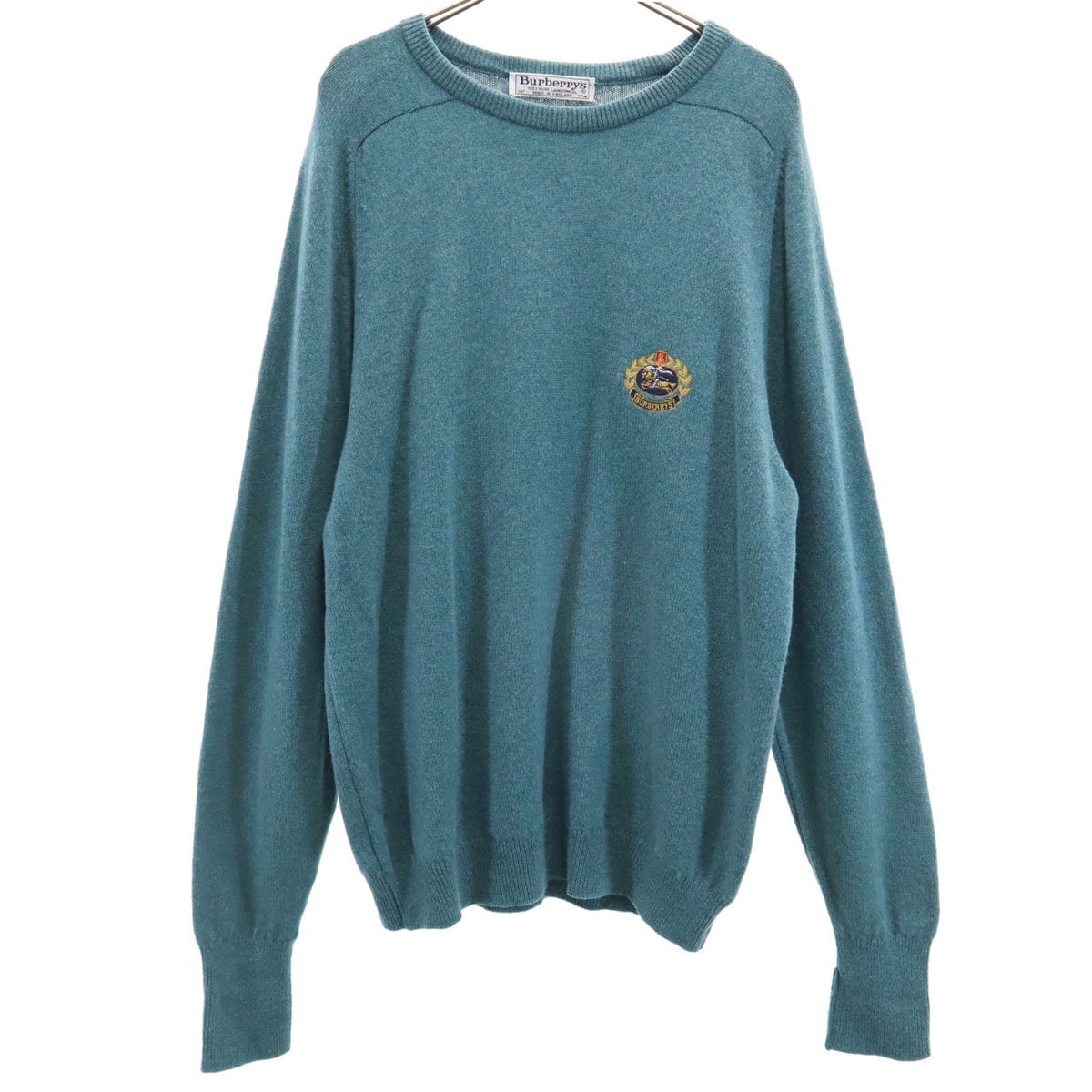 Burberrys バーバリーズ 90s イングランド製 ウール オールド 長袖 セーター 38 ブルーグリーン