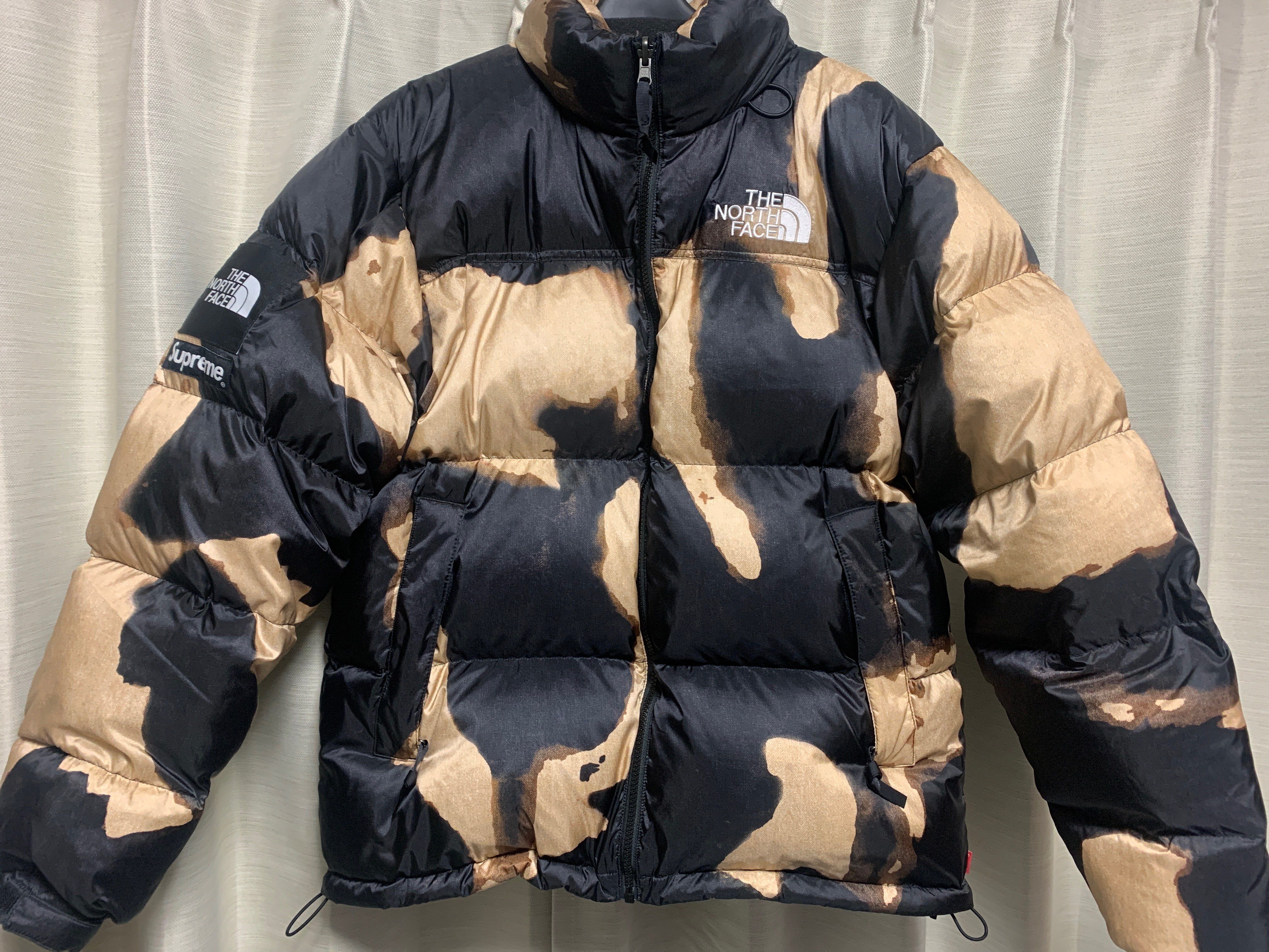 Supreme x The North Face Bleached Denim Print Nuptse Jacket "Black"