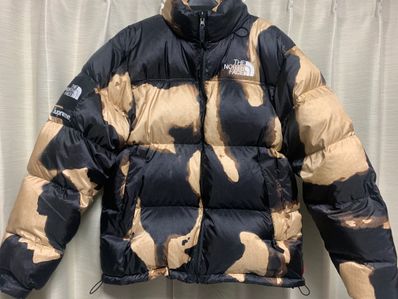 Supreme x The North Face Bleached Denim Print Nuptse Jacket "Black"