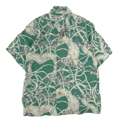 SUN SURF サンサーフ その他トップス SS36018 BANYAN TREE バニアンツリー アロハ ハワイアン 半袖 シャツ グリーン系 M【中古】