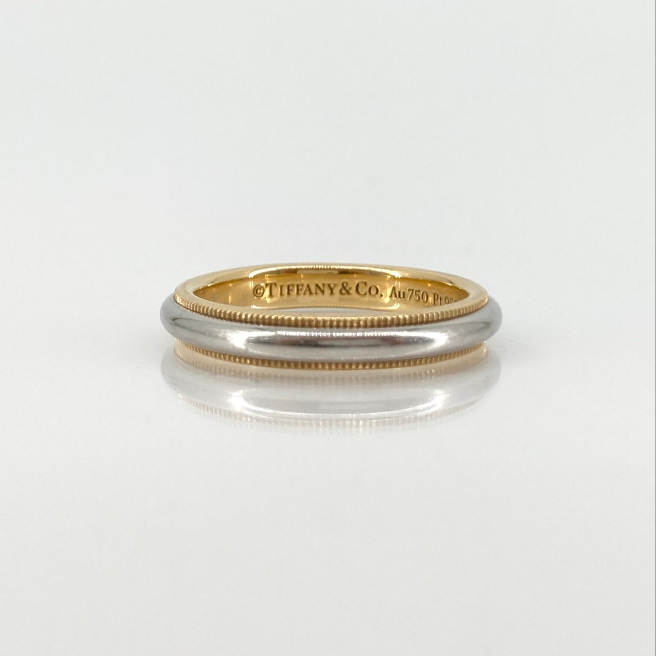 TIFFANY&Co.(ティファニー) トゥギャザー ミルグレイン バンド リング コンビネーション Pt950/Au750 #16号 リング・指輪 6.42g シルバー×ゴールド