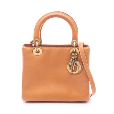 ディオール Dior LADY DIOR レディディオール ミディアム カナージュ 2WAY ハンドバッグ バッグ レザー レディース ブラウン系 【中古】