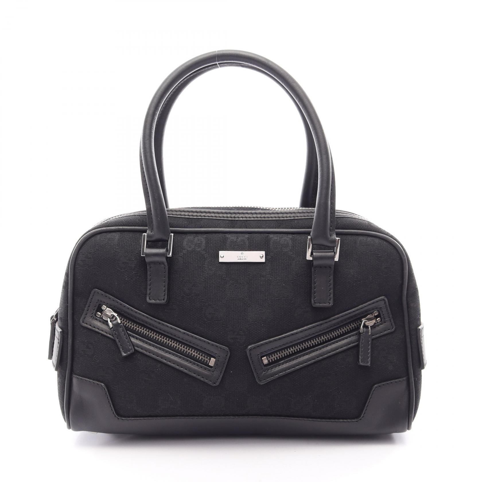 グッチ GUCCI GGキャンバス ミニ ハンドバッグ バッグ キャンバス レザー レディース ブラック系 000・0852 【中古】