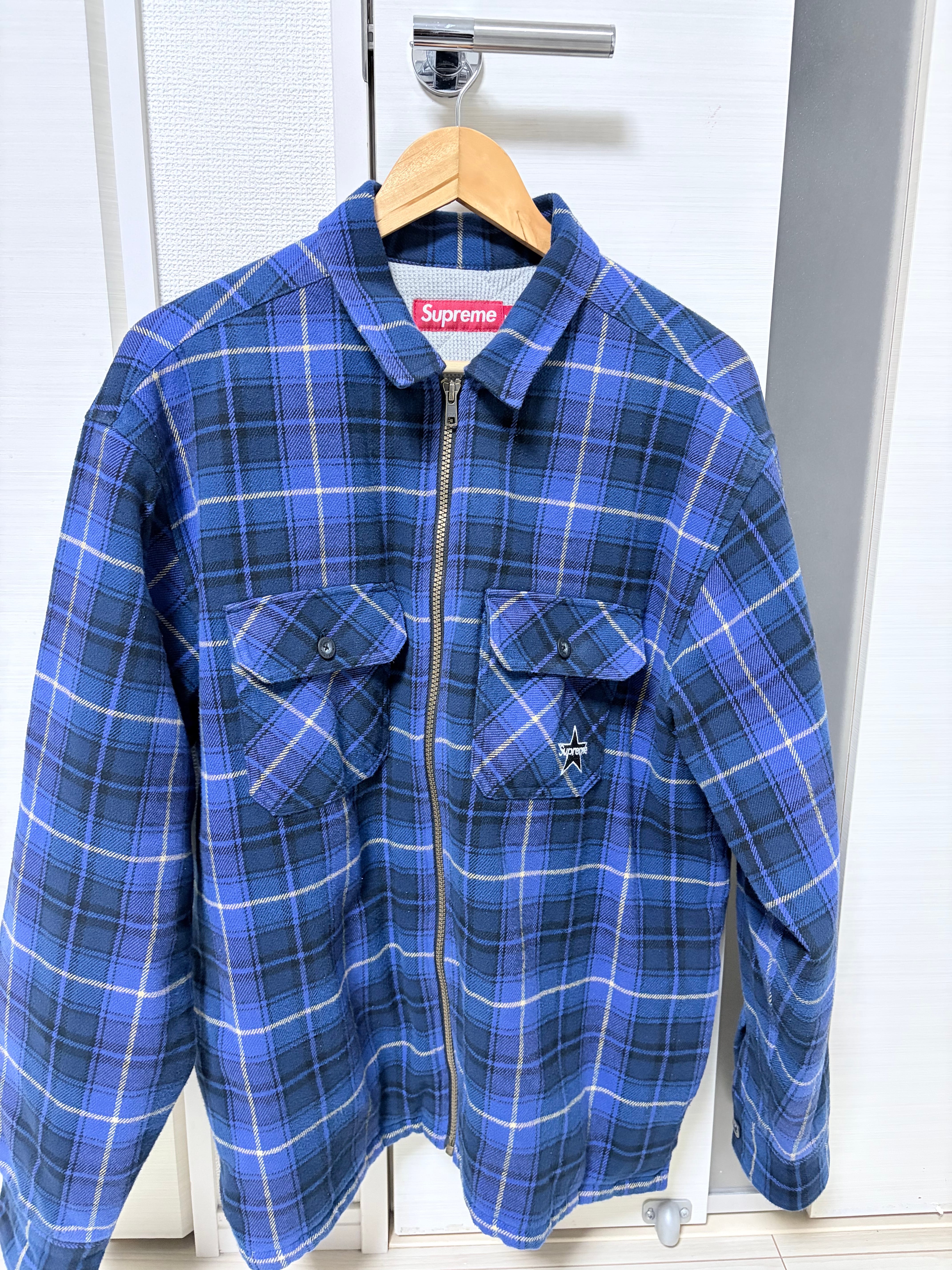 Supreme Thermal Lined Zip Up Flannel Shirt 