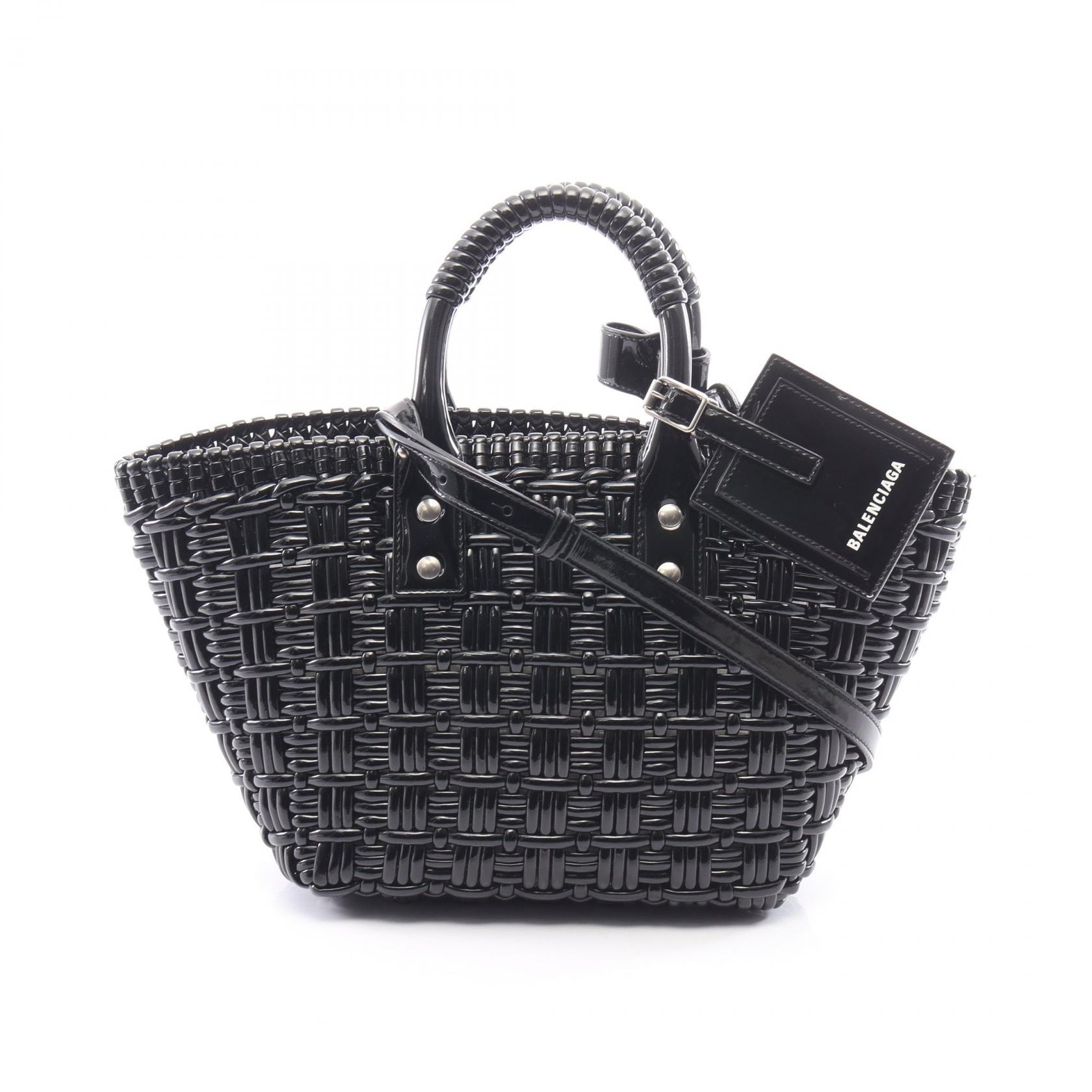 バレンシアガ BALENCIAGA BISTRO XS ビストロ バスケットバッグ 2WAY トートバッグ バッグ レザー レディース ブラック系 671342 【中古】