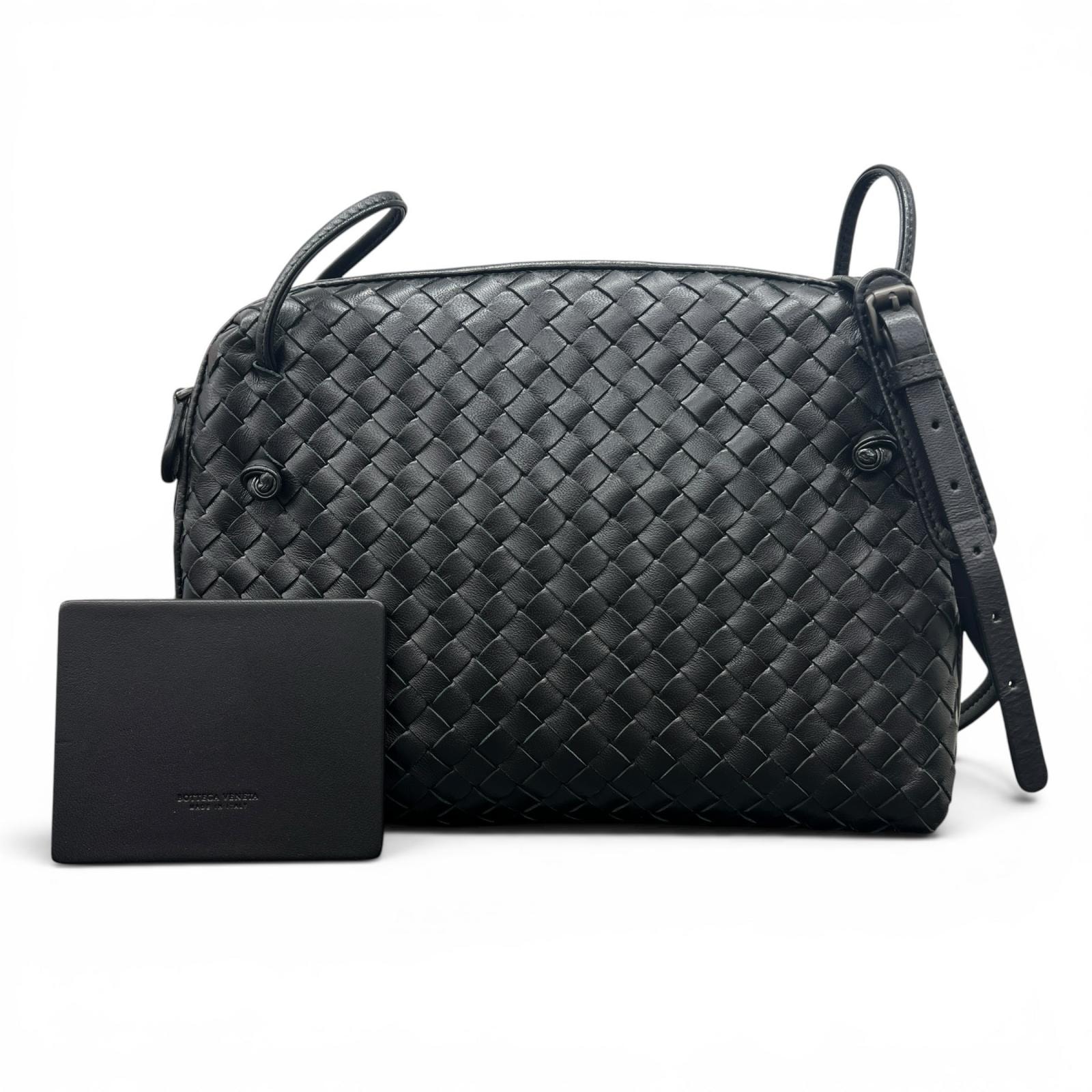 BOTTEGA VENETA 希少 美品 ボッテガヴェネタ ノディーニ 245354 レザー ブラック クロスボディ ポシェット ユニセックス ダニエルリー ABランク 中古 鑑定済
