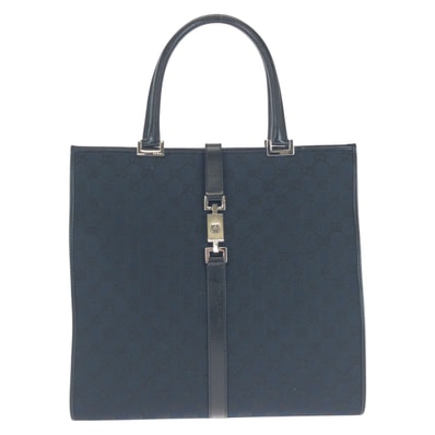 美品 GUCCI グッチ ジャッキー ブラック 黒 シルバー金具 GGキャンバス レザー/ トートバッグ ショルダーバッグ 501554 【中古】