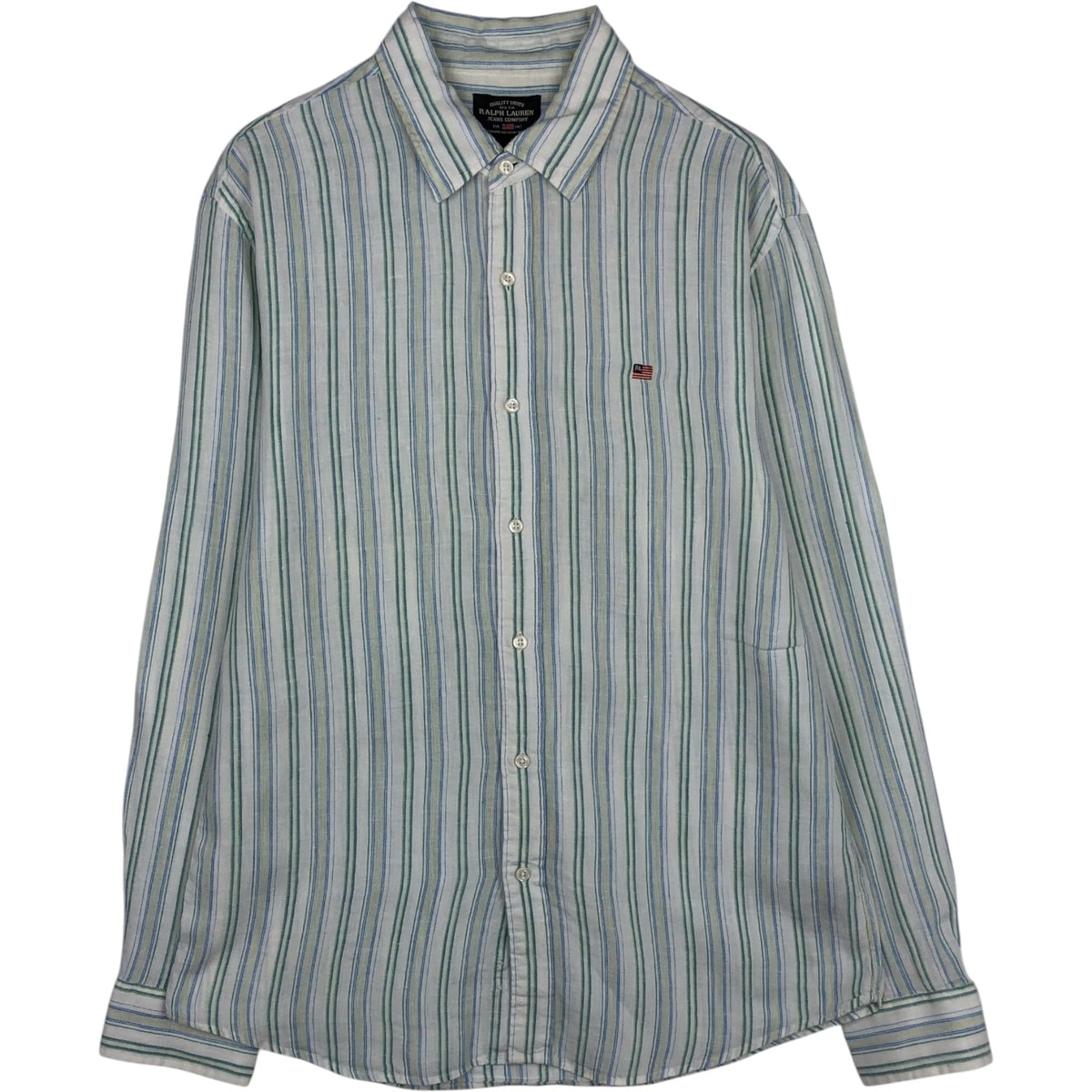 古着 ラルフローレン Ralph Lauren JEANS COMPANY ストライプ柄 長袖 リネン ボタンダウンシャツ メンズL相当/eaa633558