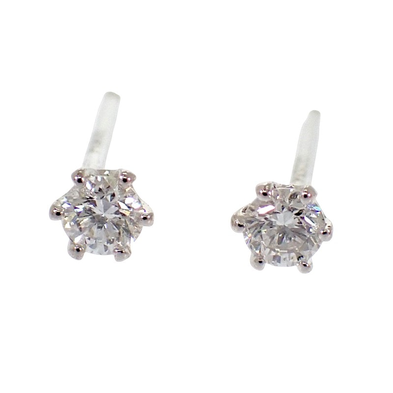 デザインジュエリー 一粒 ピアス Pt900プラチナ ダイヤモンド レディース メンズ【中古】【Aランク】
