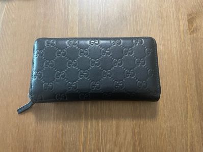 GUCCI GG Cima Round Zip Wallet "Black"
