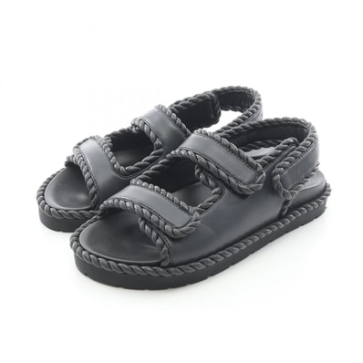 ボッテガヴェネタ BOTTEGA VENETA JACK ジャック フラット サンダル 靴 レザー レディース ネイビー系 / グレー系 【中古】