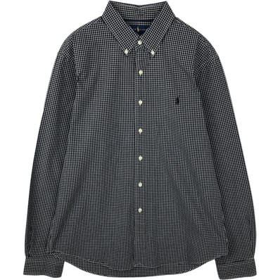 古着 ラルフローレン Ralph Lauren SLIM FIT STRETCH POPLIN 長袖 ボタンダウンチェックシャツ メンズXL相当/eaa643871