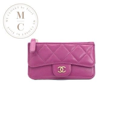 シャネル CHANEL 財布 コインケース 小銭入れ パープル ゴールド ココマーク フラグメントケース クラシック ジップ コインパース カードケース
