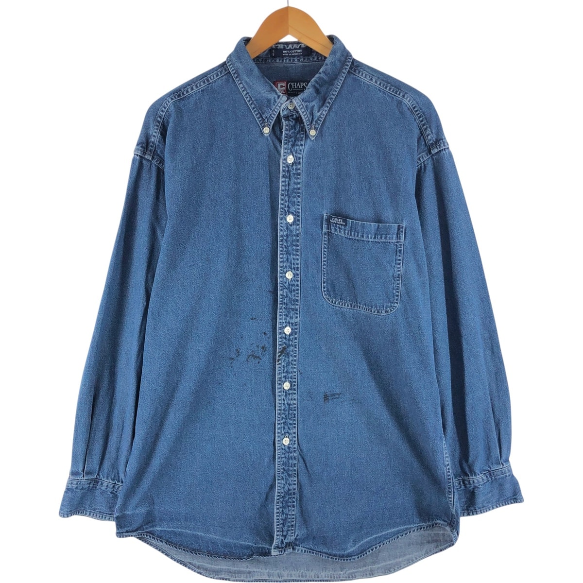 古着 ラルフローレン Ralph Lauren CHAPS チャップス 長袖 ボタンダウンデニムシャツ メンズL相当/eaa523096