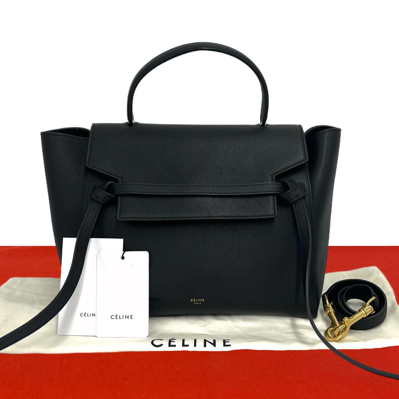 CELINE セリーヌ ベルトバッグ ミニ レザー ショルダーバッグ ブラック
 88016