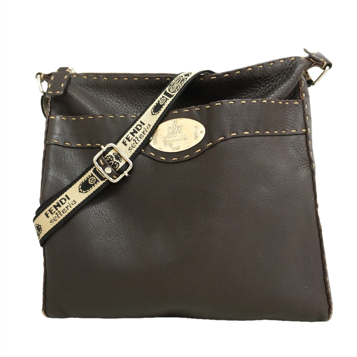 ★最終価格【6ie6536】フェンディ ショルダーバッグ セレリア レザー ダークブラウン シルバー金具【中古】レディース