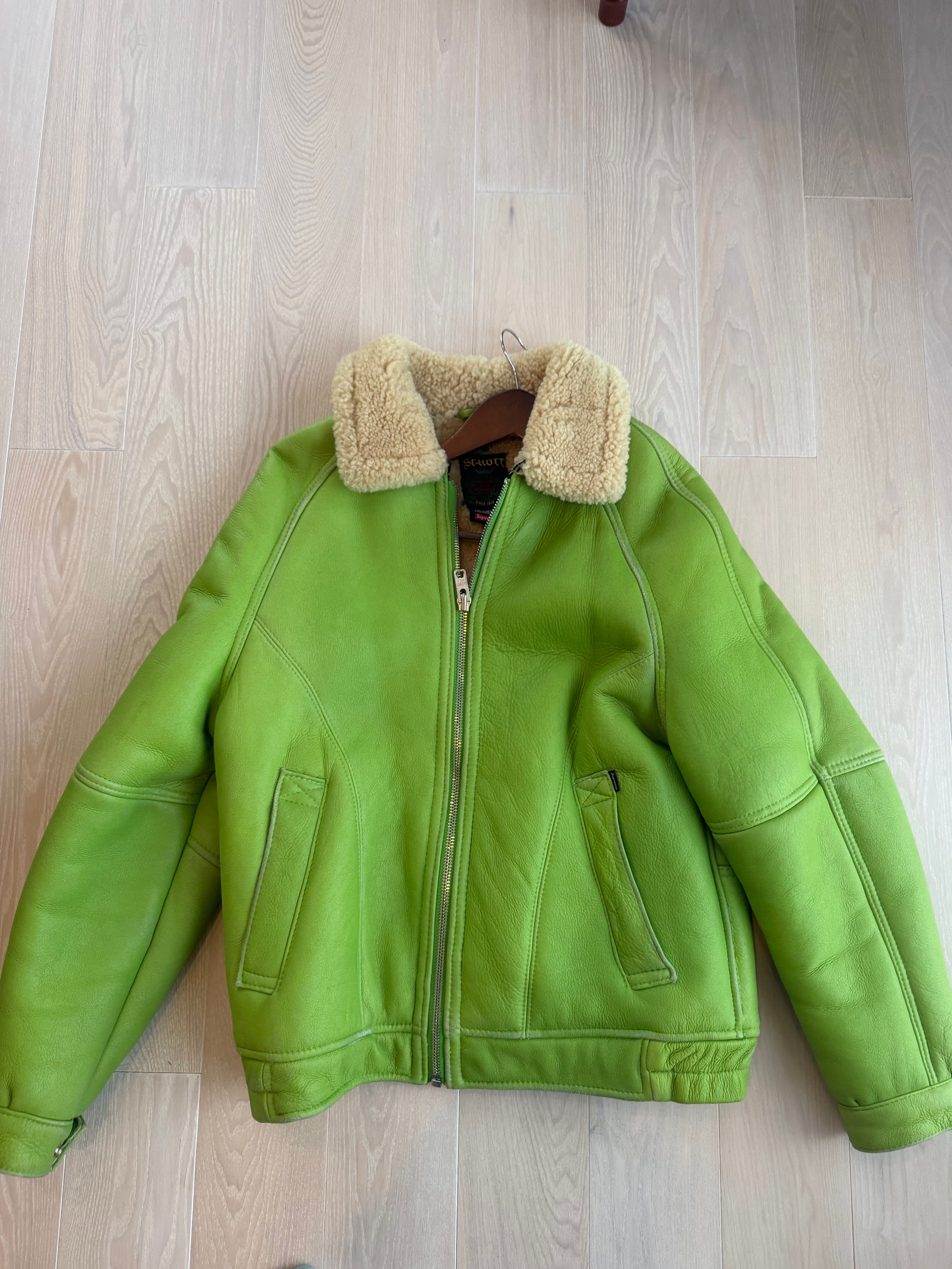 【Supreme × Schott】Shearling Bomber Jacket  S ライム