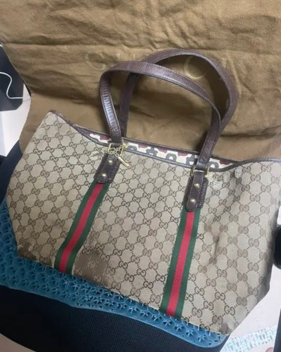 GUCCI グッチ トートバッグ シェリーライン チャーム付き