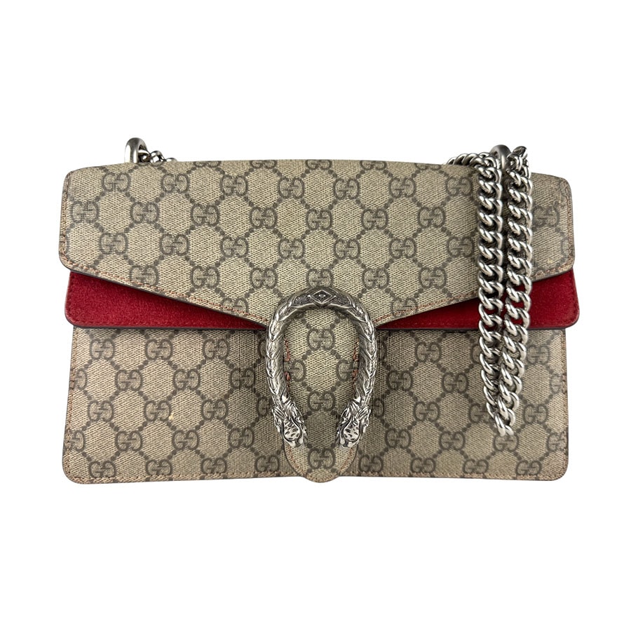グッチ GUCCI ショルダーバッグ ディオニュソス GGスプリームキャンバス ブラウン×レッド レディース 400249【中古】 z7685