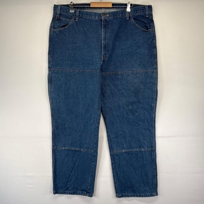 古着 ディッキーズ Dickies デニム パンツ ダブルニー ペインター ジーパン ワーク 大きいサイズ W42×L30 ブルー系 メンズ